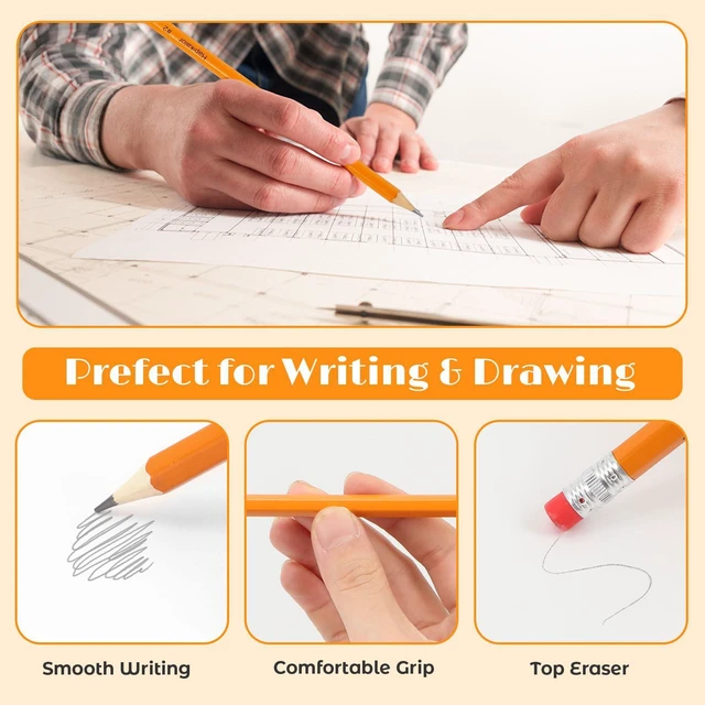 Alt view image 4 of 7 - 360 Count Sharpened #2 Pencils with Erasers, Pencils Bulk Pack Bulk Pencils for School Classroom Teacher Supplies, Graphite Pencils for Writing, Drawing and Sketching, Back to School