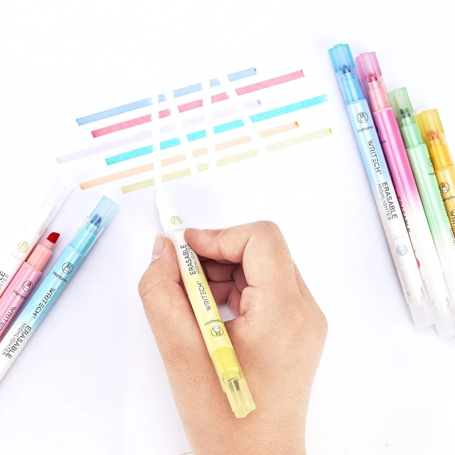 Alt view image 5 of 6 - Erasable Highlighters Chisel Tip, Smooth Writing No Bleed Double Head Highlighter for Highlighting and Marking, Assorted Colors, 12 Count