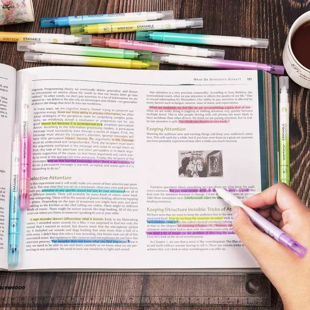 Alt view image 6 of 6 - Erasable Highlighters Chisel Tip, Smooth Writing No Bleed Double Head Highlighter for Highlighting and Marking, Assorted Colors, 12 Count