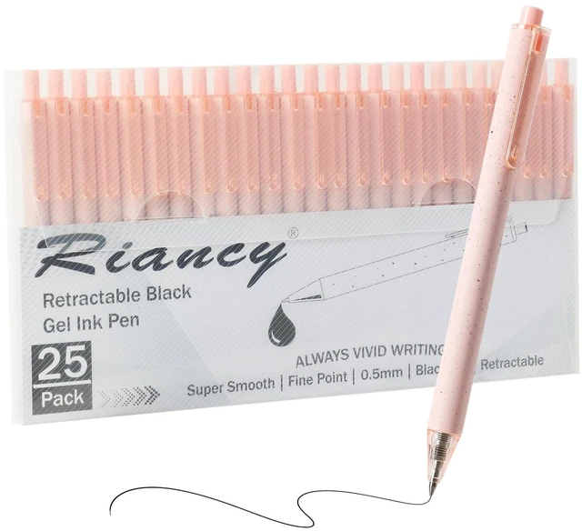 Main image of Cute Pink Pens Black Ink 25PCS Retractable Gel Pens Writing Extra Fine Point 0.5mm Gift for Women Journaling Teachers Stationery Office School