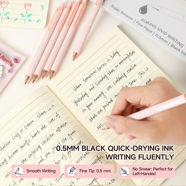 Alt view image 2 of 7 - Cute Pink Pens Black Ink 25PCS Retractable Gel Pens Writing Extra Fine Point 0.5mm Gift for Women Journaling Teachers Stationery Office School