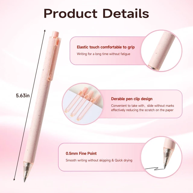 Alt view image 3 of 7 - Cute Pink Pens Black Ink 25PCS Retractable Gel Pens Writing Extra Fine Point 0.5mm Gift for Women Journaling Teachers Stationery Office School