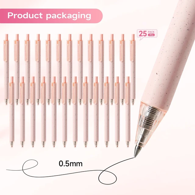 Alt view image 5 of 7 - Cute Pink Pens Black Ink 25PCS Retractable Gel Pens Writing Extra Fine Point 0.5mm Gift for Women Journaling Teachers Stationery Office School