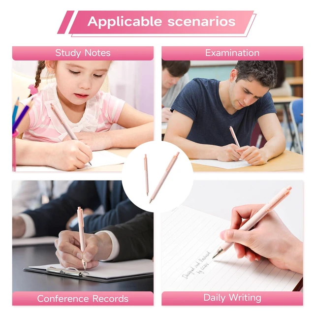Alt view image 6 of 7 - Cute Pink Pens Black Ink 25PCS Retractable Gel Pens Writing Extra Fine Point 0.5mm Gift for Women Journaling Teachers Stationery Office School