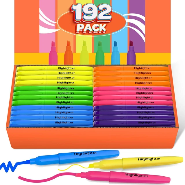 Main image of 192 Count Highlighters Assorted Colors Bulk - 6 Colors Dry-Quickly No Bleed Chisel Tip Highlighter, Markers Set for Classroom Office, Back to School Supplies for Teacher Kids Adults