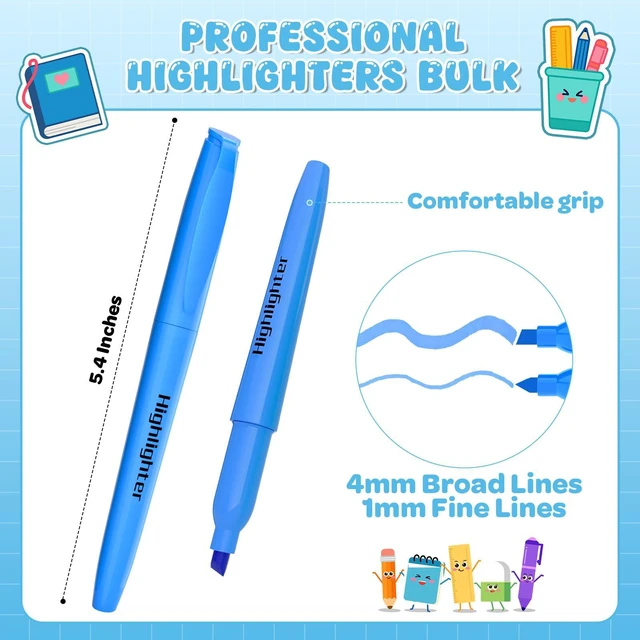 Alt view image 3 of 7 - 192 Count Highlighters Assorted Colors Bulk - 6 Colors Dry-Quickly No Bleed Chisel Tip Highlighter, Markers Set for Classroom Office, Back to School Supplies for Teacher Kids Adults