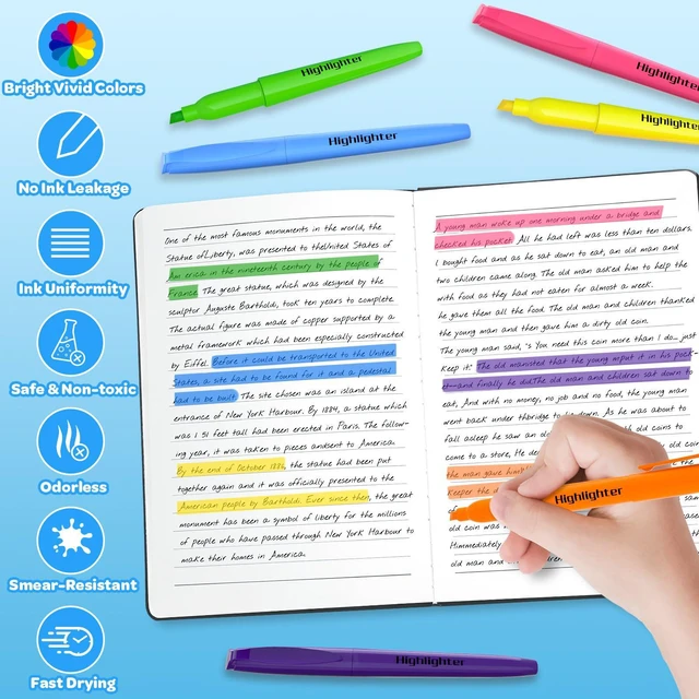 Alt view image 5 of 7 - 192 Count Highlighters Assorted Colors Bulk - 6 Colors Dry-Quickly No Bleed Chisel Tip Highlighter, Markers Set for Classroom Office, Back to School Supplies for Teacher Kids Adults