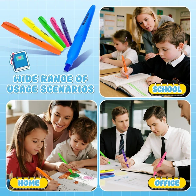 Alt view image 7 of 7 - 192 Count Highlighters Assorted Colors Bulk - 6 Colors Dry-Quickly No Bleed Chisel Tip Highlighter, Markers Set for Classroom Office, Back to School Supplies for Teacher Kids Adults