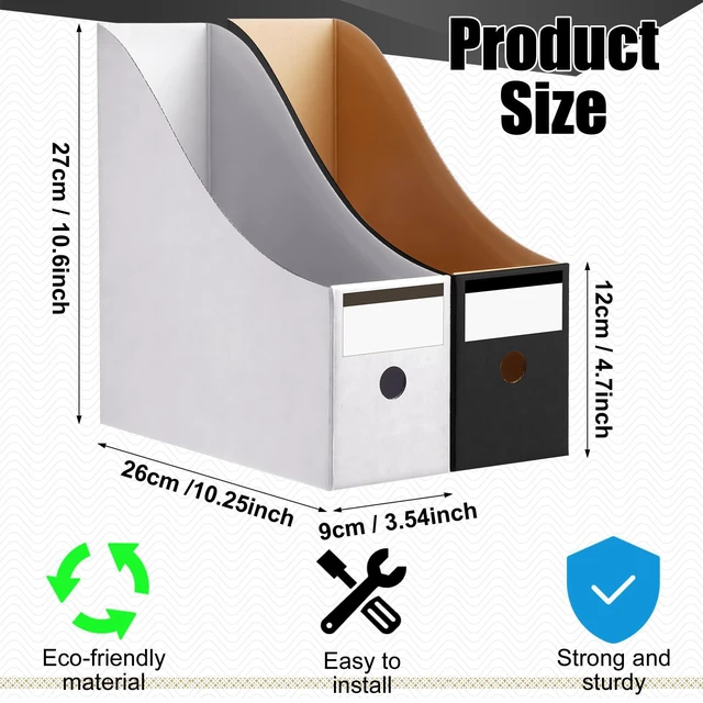 Alt view image 2 of 6 - 24 Pcs Magazine Files Cardboard Holders,Black and White File Organizer Foldable Paper Storage for Desk, Vertical Holder with Label, Kraft Office Classroom Bins, Document Organizing