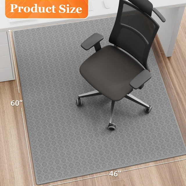 Alt view image 2 of 7 - Office Chair Mat, 46x60in Heavy Duty Hardwood/Tile Floor Protector, Floor Mat Computer Desk Mat for Rolling Chairs, Work, Study, Office, Grey