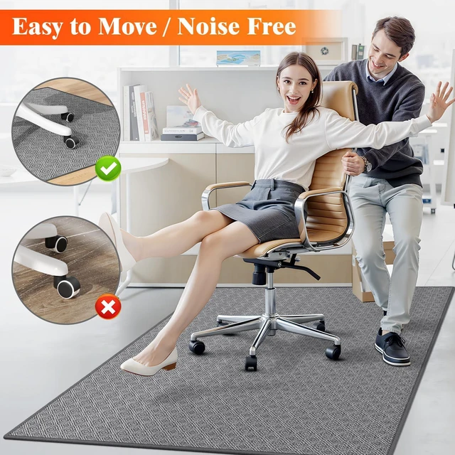 Alt view image 5 of 7 - Office Chair Mat, 46x60in Heavy Duty Hardwood/Tile Floor Protector, Floor Mat Computer Desk Mat for Rolling Chairs, Work, Study, Office, Grey
