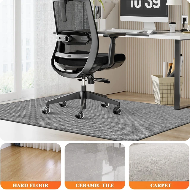 Alt view image 6 of 7 - Office Chair Mat, 46x60in Heavy Duty Hardwood/Tile Floor Protector, Floor Mat Computer Desk Mat for Rolling Chairs, Work, Study, Office, Grey