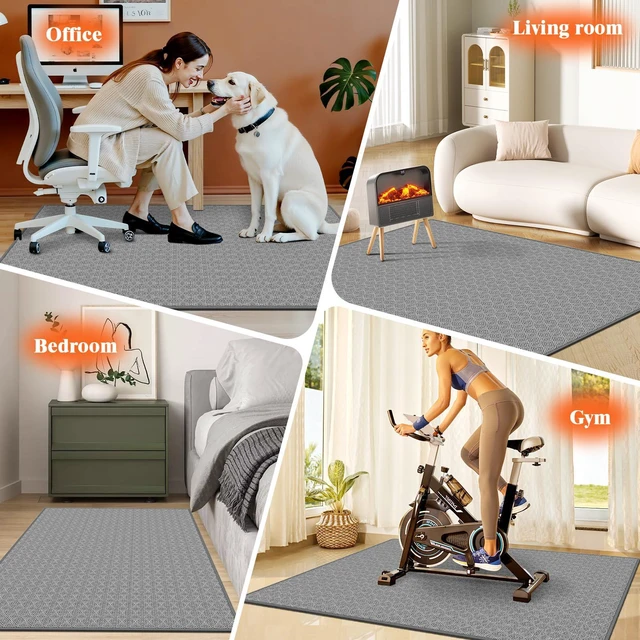 Alt view image 7 of 7 - Office Chair Mat, 46x60in Heavy Duty Hardwood/Tile Floor Protector, Floor Mat Computer Desk Mat for Rolling Chairs, Work, Study, Office, Grey