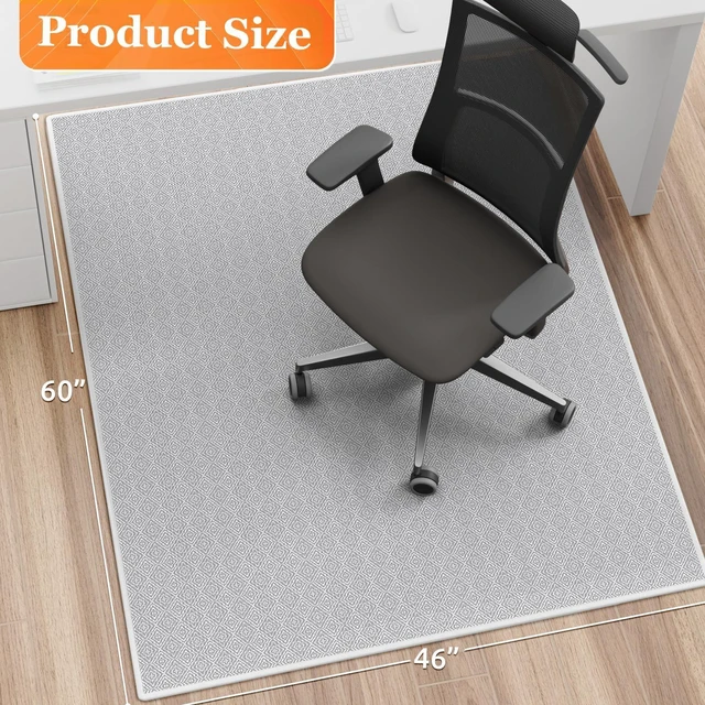 Alt view image 2 of 7 - Office Chair Mat, 46x60in Heavy Duty Hardwood/Tile Floor Protector, Computer Desk Mat for Rolling Chairs, Work, Study, Office, White