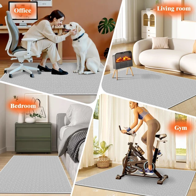 Alt view image 7 of 7 - Office Chair Mat, 46x60in Heavy Duty Hardwood/Tile Floor Protector, Computer Desk Mat for Rolling Chairs, Work, Study, Office, White