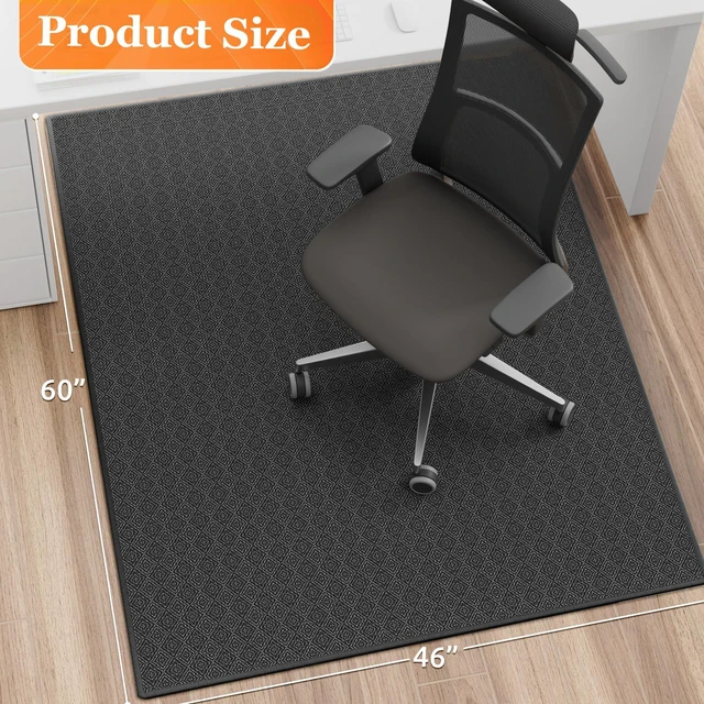 Alt view image 2 of 7 - Office Chair Mat, 46x60in Heavy Duty Hardwood/Tile Floor Protector, Floor Mat Computer Desk Mat for Rolling Chairs, Work, Study, Office, Black
