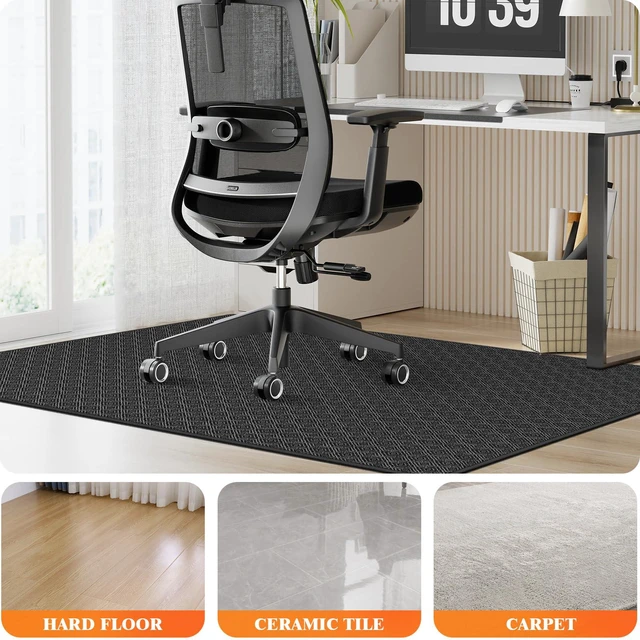 Alt view image 4 of 7 - Office Chair Mat, 46x60in Heavy Duty Hardwood/Tile Floor Protector, Floor Mat Computer Desk Mat for Rolling Chairs, Work, Study, Office, Black
