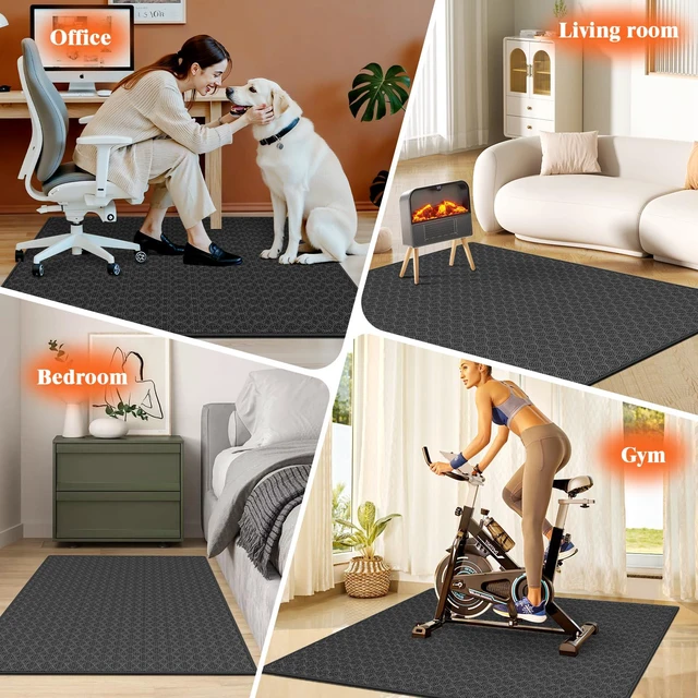 Alt view image 6 of 7 - Office Chair Mat, 46x60in Heavy Duty Hardwood/Tile Floor Protector, Floor Mat Computer Desk Mat for Rolling Chairs, Work, Study, Office, Black