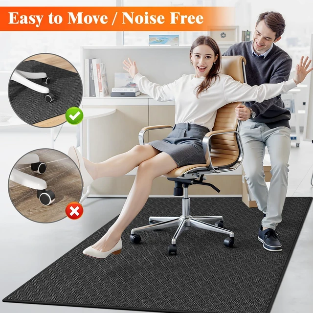 Alt view image 5 of 7 - Office Chair Mat, 46x60in Heavy Duty Hardwood/Tile Floor Protector, Floor Mat Computer Desk Mat for Rolling Chairs, Work, Study, Office, Black