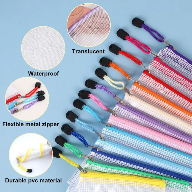 Alt view image 4 of 6 - 38pcs Mesh Zipper Pouch, Waterproof Zipper Bags, 8 Sizes Plastic Travel Pouch, 12 Colors, Multipurpose for Board Game, Travel Storage, Office Appliances, Home Organize