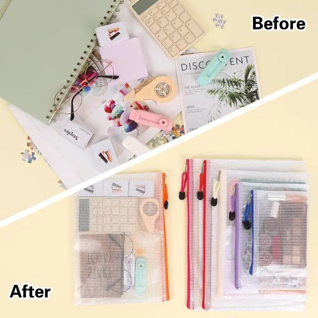 Alt view image 6 of 6 - 38pcs Mesh Zipper Pouch, Waterproof Zipper Bags, 8 Sizes Plastic Travel Pouch, 12 Colors, Multipurpose for Board Game, Travel Storage, Office Appliances, Home Organize