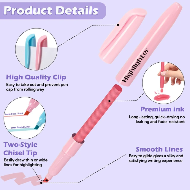 Alt view image 5 of 7 - 60 Pack Highlighters, Pastel Highlighter Assorted Colors, Chisel Tip, No Bleed Quick Dry Highlighter Markers, Bulk Highlighters for School Supplies, Teachers, Office, Classroom Must Have