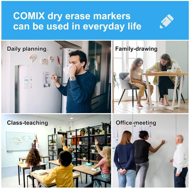 Alt view image 7 of 7 - Magnetic Dry Erase Markers, Whiteboard Markers, 36 Bulk 12 Colors Fine Tip, with Eraser Cap, Low Odor, Value Pack, Suitable for Kid, Teacher, Classroom, Office, School Supplies
