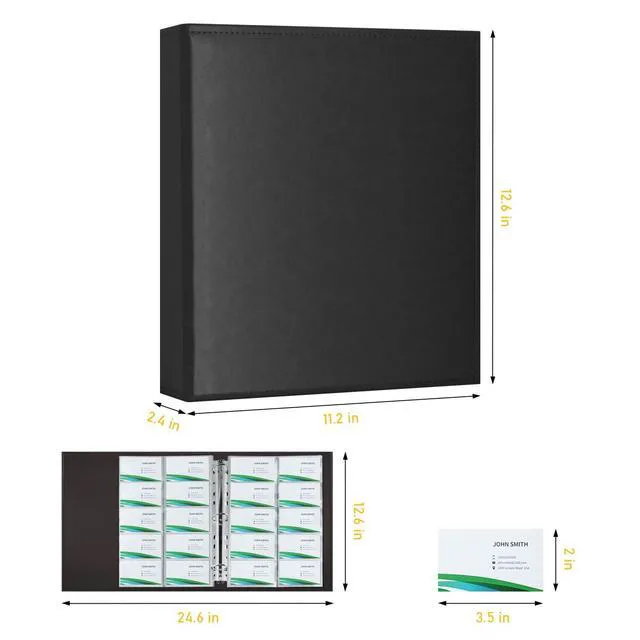 Alt view image 2 of 7 - A4 Business Card Binder, PU Leather Organizer with 30 Pack Sleeves (600 Pockets), Business Card Holder Book for Credit Cards, Membership Cards, and More - Black