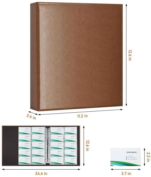 Alt view image 2 of 7 - A4 Business Card Holder Organizer, PU Leather Card Binder with 30 Pack Sleeves (600 Pockets), Card Holder Book for Credit Cards, Membership Cards, and More - Brown