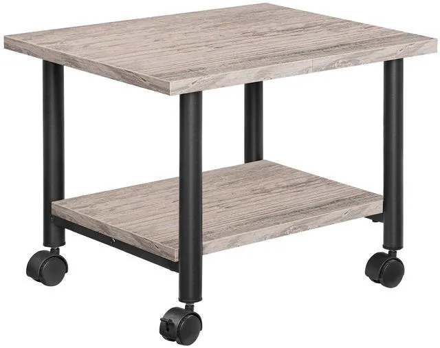 Main image of Printer Stand, 2-Tier Industrial Under Desk Printer Cart with Shelf, Mobile Heavy Duty Storage Rack on Wheels for Home, Office, Grey and Black BG02PS01G1
