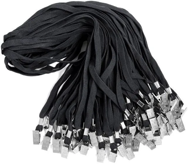 Main image of 600 Pcs Lanyards for ID Badges, Flat Swivel Hook,Black Clip Swivel Hook Design, Office Events Conferences Schools, Neck Strap Accessory for Employee Visitor Student Badge Holders