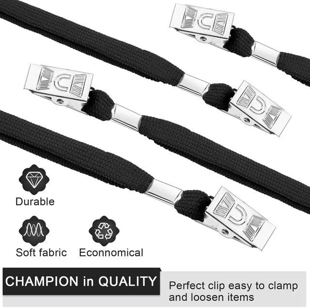 Alt view image 3 of 7 - 600 Pcs Lanyards for ID Badges, Flat Swivel Hook,Black Clip Swivel Hook Design, Office Events Conferences Schools, Neck Strap Accessory for Employee Visitor Student Badge Holders