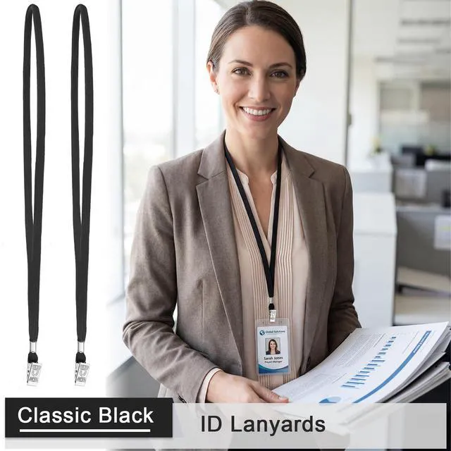 Alt view image 4 of 7 - 600 Pcs Lanyards for ID Badges, Flat Swivel Hook,Black Clip Swivel Hook Design, Office Events Conferences Schools, Neck Strap Accessory for Employee Visitor Student Badge Holders