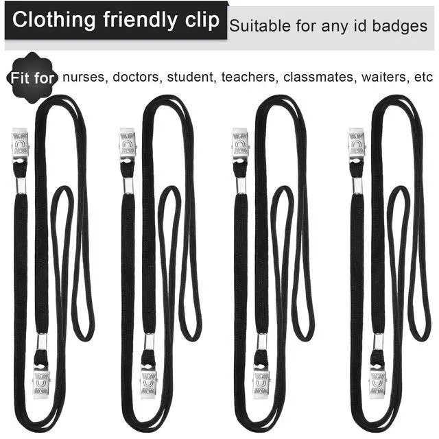 Alt view image 5 of 7 - 600 Pcs Lanyards for ID Badges, Flat Swivel Hook,Black Clip Swivel Hook Design, Office Events Conferences Schools, Neck Strap Accessory for Employee Visitor Student Badge Holders