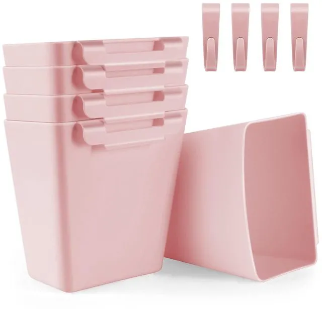Main image of 5 Pack Hanging Cup Holders, Multipurpose Rolling Cart Accessories Utility Cart Accessories For Art Craft Supplies, Space Saving Hanging Storage Basket Pencil Holder Makeup Organizers (Pink)