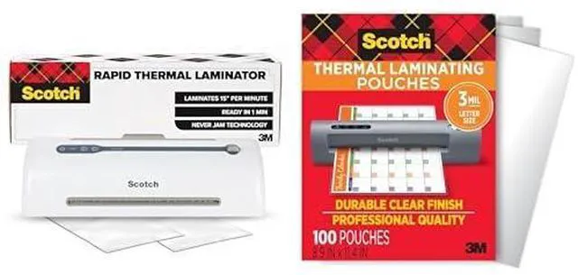 Main image of Bundle of Rapid Thermal Laminator, Ready in 1 Minute, Never Jam Technology, 9 inch, 2 Pouches (TL909X-EF), + Thermal Laminating Pouches, 8.9 x 11.4 Inches, Letter Size Sheets, 100-Pack