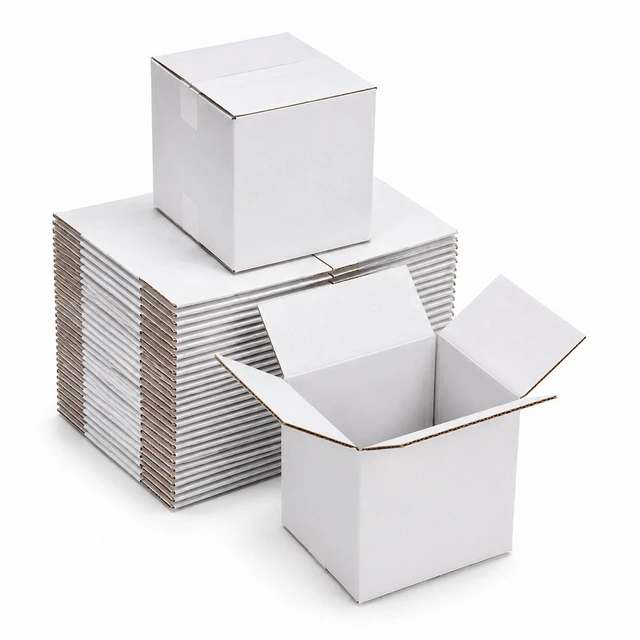 Main image of 5x5x5 White Shipping Boxes for Small Business, Packing, Set of 35 Sturdy ECT 32 Corrugated Cardboard Mailer boxes, Easy Assembly, Recyclable for Mailing, Ecommerce Packing & Gift Packaging