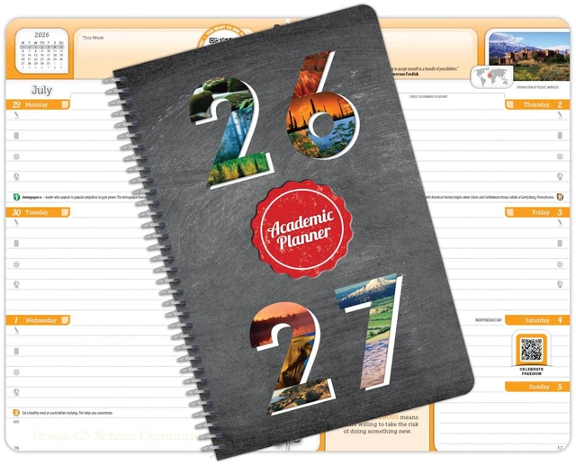 Alt view image 7 of 7 - Small Student Agenda for Middle, High, Steamboat, 5.5" x 8.5" July 2026 - June 2027, Homework Planner, Monthly & Weekly Kids Planner, Spiral Bound Student Planner with SDB Plus