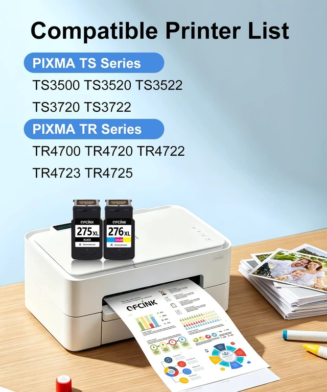 Alt view image 2 of 7 - PG-275XL CL-276XL Replacement for Canon 275 and 276 Ink Cartridges Compatible with PIXMA TR4720 TS3722 TR4700 TR4722 TS3522 TS3720 Printer, High Yield, 275XL PG-275 276XL (Black, Color, 2Pack)