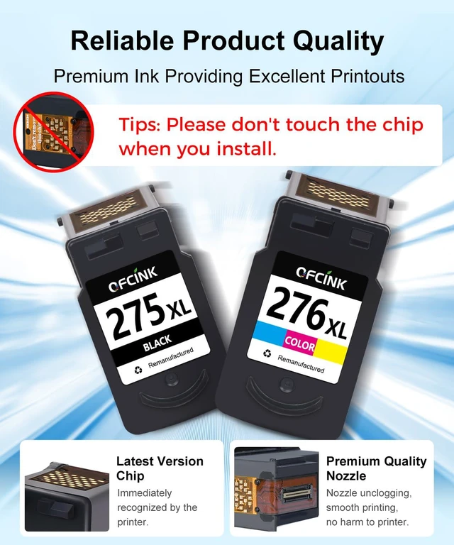 Alt view image 4 of 7 - PG-275XL CL-276XL Replacement for Canon 275 and 276 Ink Cartridges Compatible with PIXMA TR4720 TS3722 TR4700 TR4722 TS3522 TS3720 Printer, High Yield, 275XL PG-275 276XL (Black, Color, 2Pack)