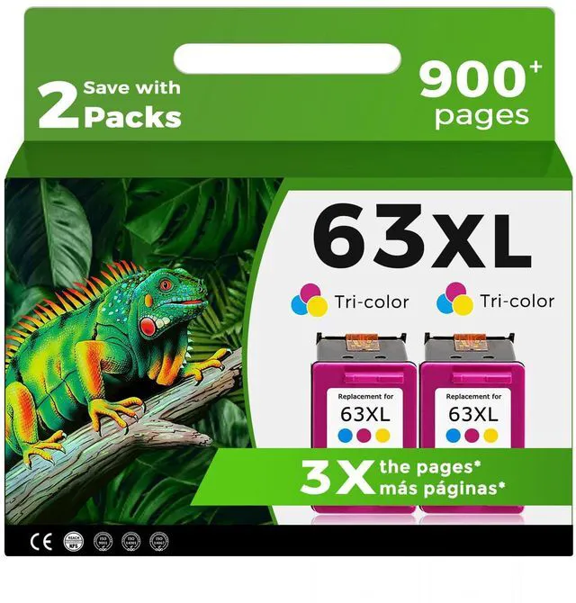 Main image of 63XL Color Ink Cartridge Compatible for HP Ink 63 XL HP63 HP63XL 4650 3830 High-yield Replacement for 5255 4520 5258 3630 4652 4655 5200 4512 3632 5252 2132 1112 3631 2130 4510 3833 Printer 2 Tricolor
