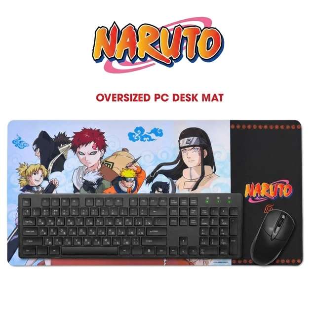 Alt view image 2 of 7 - Naruto Large Gaming Mouse Pad 31"x15" XL Computer Desk Mat, Anime Keyboard Oversized 31x15in Naruto anime gaming mouse pad, smooth fabric top, stitched edges, non-slip rubber base