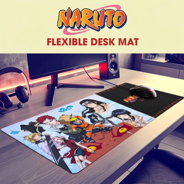 Alt view image 3 of 7 - Naruto Large Gaming Mouse Pad 31"x15" XL Computer Desk Mat, Anime Keyboard Oversized 31x15in Naruto anime gaming mouse pad, smooth fabric top, stitched edges, non-slip rubber base