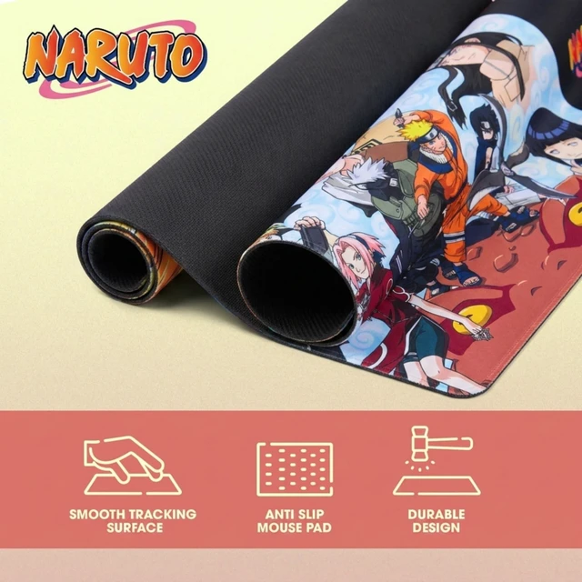 Alt view image 5 of 7 - Naruto Large Gaming Mouse Pad 31"x15" XL Computer Desk Mat, Anime Keyboard Oversized 31x15in Naruto anime gaming mouse pad, smooth fabric top, stitched edges, non-slip rubber base