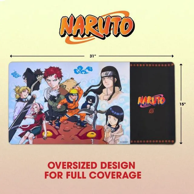Alt view image 6 of 7 - Naruto Large Gaming Mouse Pad 31"x15" XL Computer Desk Mat, Anime Keyboard Oversized 31x15in Naruto anime gaming mouse pad, smooth fabric top, stitched edges, non-slip rubber base