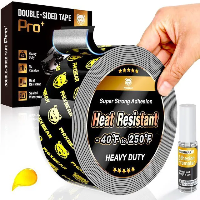 Main image of Double Sided Tape Heat Resistant Heavy Duty, 1" x 20FT Industrial Strength Permanent Bond Waterproof Outdoor Indoor Automotive Mounting Tape, Super Strong Adhesive Foam Tape