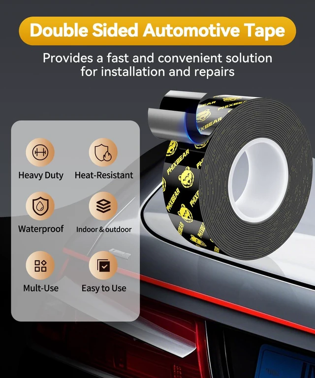 Alt view image 3 of 7 - Double Sided Tape Heat Resistant Heavy Duty, 1" x 20FT Industrial Strength Permanent Bond Waterproof Outdoor Indoor Automotive Mounting Tape, Super Strong Adhesive Foam Tape