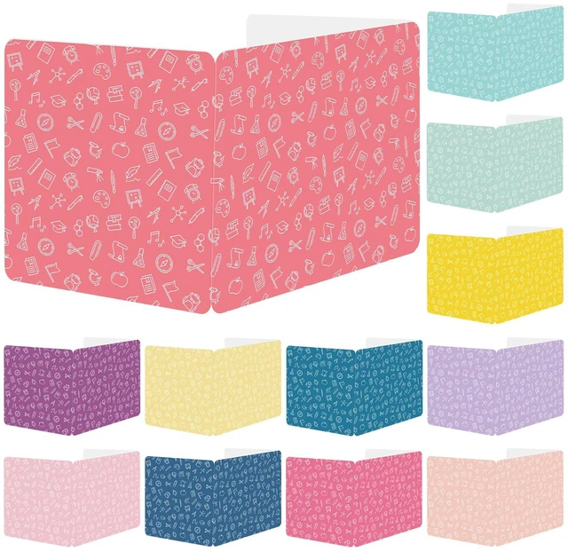 Main image of 12 Pack Privacy Shields for Student Colorful Motivational Desk Dividers Durable Privacy Folders Testing Divider Shield Study Board Panel Partition for Classroom Teacher Back to School Supplies