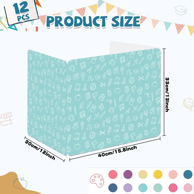 Alt view image 2 of 7 - 12 Pack Privacy Shields for Student Colorful Motivational Desk Dividers Durable Privacy Folders Testing Divider Shield Study Board Panel Partition for Classroom Teacher Back to School Supplies