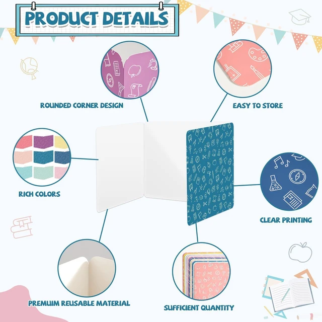 Alt view image 3 of 7 - 12 Pack Privacy Shields for Student Colorful Motivational Desk Dividers Durable Privacy Folders Testing Divider Shield Study Board Panel Partition for Classroom Teacher Back to School Supplies